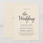 Magnolia Cream Modern Wedding Typography Kaart (Voorkant / Achterkant)