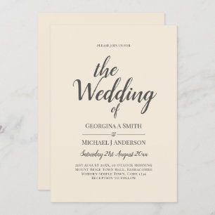 Magnolia Cream Modern Wedding Typography Kaart