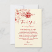 Magnolia Cream Rode Chinese bruiloft Bedankkaart (Voorkant)