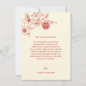 Magnolia Crème Chinese Bruiloft Dank u Bedankkaart (Achterkant)