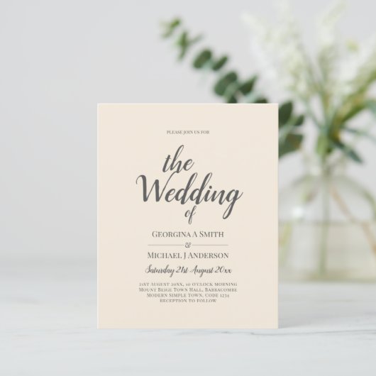 Magnolia Crème Moderne Trouwtypografie (Staand voorkant)