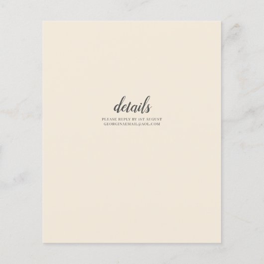 Magnolia Crème Moderne Trouwtypografie (Achterkant)