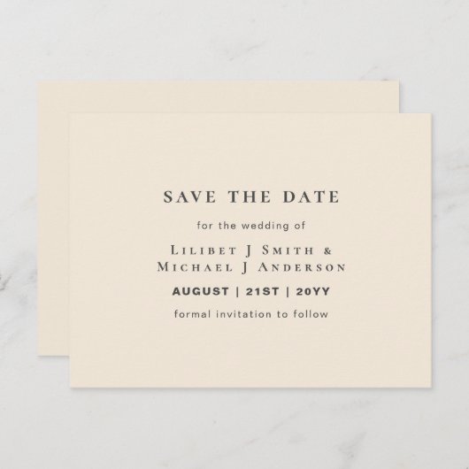 Magnolia Crème Moderne Trouwtypografie Briefkaart (Voorkant / Achterkant)