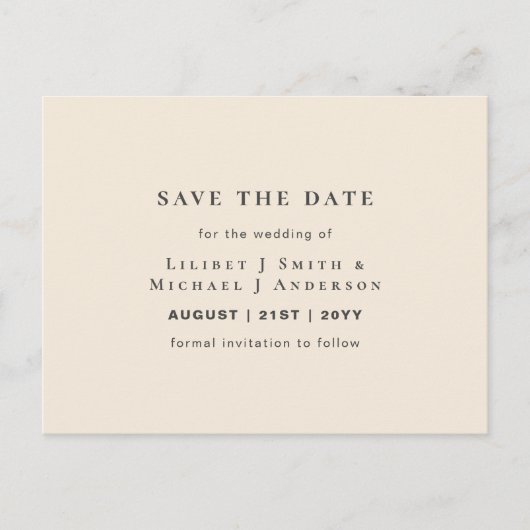 Magnolia Crème Moderne Trouwtypografie Briefkaart (Voorkant)