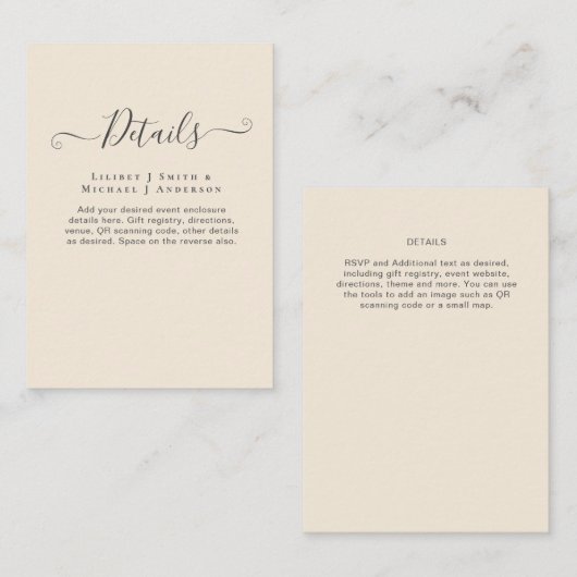 Magnolia Crème Moderne Trouwtypografie Informatiekaartje (Voorkant / Achterkant)