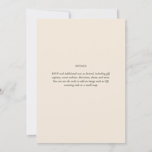 Magnolia Crème Moderne Trouwtypografie Kaart (Achterkant)