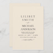 Magnolia Crème Moderne Trouwtypografie Kaart (Voorkant / Achterkant)