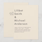 Magnolia Crème Moderne Trouwtypografie Kaart (Voorkant / Achterkant)