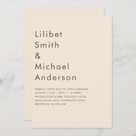 Magnolia Crème Moderne Trouwtypografie Kaart