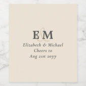 Magnolia Crème Moderne Trouwtypografie Wijn Etiket (Enkel label)