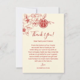 Magnolia Crème Rode Chinese Trouw Bedankkaart