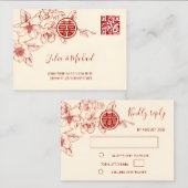Magnolia Crème Rood Chinees Bruiloft RSVP