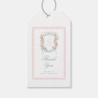 Magnolia Crest Favor Tag | Roze Schulpijl Boogje Cadeaulabel