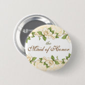 Magnolia- Damask Bridal Party Button (Voorkant /achterkant)