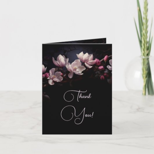 Magnolia Dark Romantic |  Wedding Photo Thank You Bedankkaart (Voorkant)