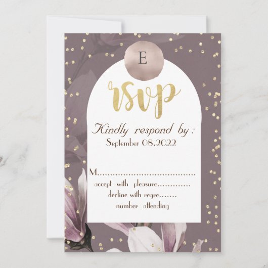 Magnolia Diamonds Monogram RSVP Kaart (Voorkant)
