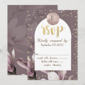 Magnolia Diamonds Monogram RSVP Kaart (Voorkant / Achterkant)