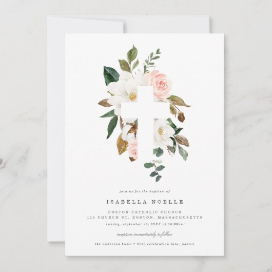 Magnolia Doop Uitnodiging (Voorkant)