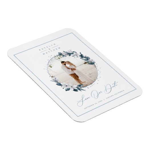 Magnolia & Dusty Blue Circle Foto van Save The Dat Magneet (Rechterzijde)