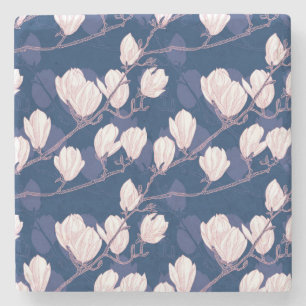 Magnolia Elegance: Marine Lente Bloei Stenen Onderzetter