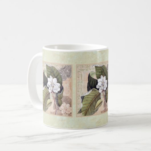  Magnolia Elegant Damask Collage Koffiemok (Voorkant links)