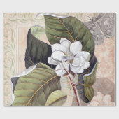 Magnolia Elegante Botanische Collage Cadeaupapier (Vlak)