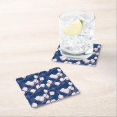 Magnolia Elegantie: Navy Spring Bloom Kartonnen Onderzetters (Insitu)