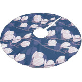 Magnolia Elegantie: Navy Spring Bloom Kerstboom Rok (Gekanteld)