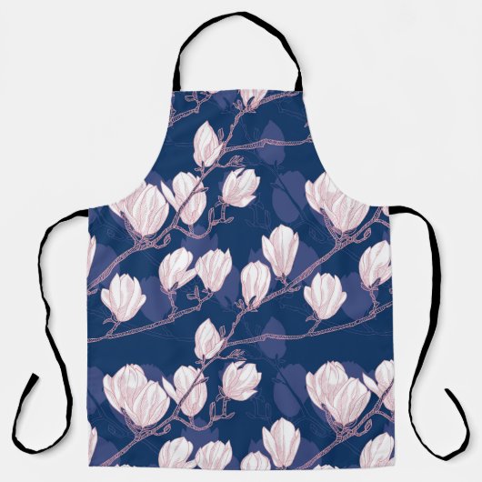 Magnolia Elegantie: Navy Spring Bloom Schort (Voorkant)