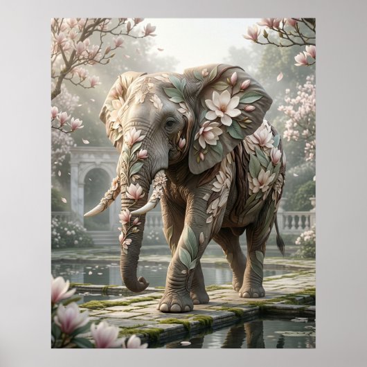 Magnolia Elephant Royal Mist Poster (Voorkant)