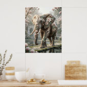Magnolia Elephant Royal Mist Poster (Keuken)