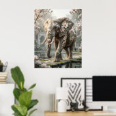 Magnolia Elephant Royal Mist Poster (Thuiskantoor)