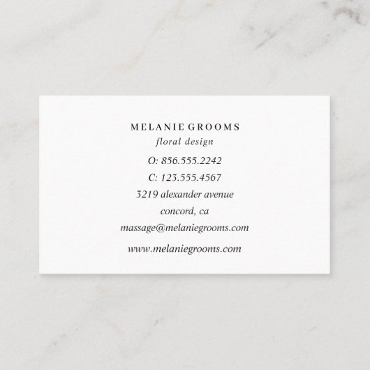 Magnolia en Eucalyptus | Donkergrijs | Benoeming Visitekaartje (Achterkant)