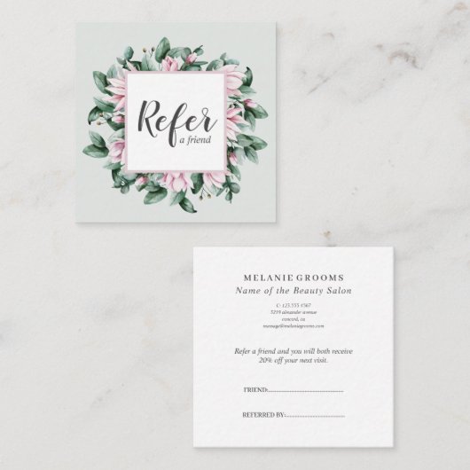 Magnolia en Eucalyptus floraal lijst lichtgrijs Aanbevelingskaartje (Voorkant / Achterkant)