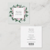 Magnolia en Eucalyptus floraal lijst lichtgrijs Vierkante Visitekaartje (Voorkant / Achterkant)
