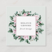 Magnolia en Eucalyptus floraal lijst lichtgrijs Vierkante Visitekaartje (Voorkant)