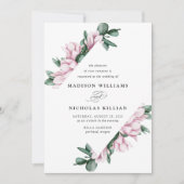 Magnolia en Eucalyptus | Floral Lijst Wedding Kaart (Voorkant)
