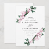 Magnolia en Eucalyptus | Floral Lijst Wedding Kaart (Voorkant / Achterkant)