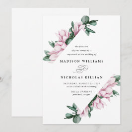 Magnolia en Eucalyptus | Floral Lijst Wedding Kaart