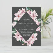 Magnolia en Eucalyptus | Floral Lijst Wedding Kaart (Staand voorkant)