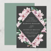 Magnolia en Eucalyptus | Floral Lijst Wedding Kaart (Voorkant / Achterkant)