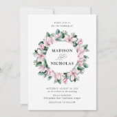 Magnolia en Eucalyptus | Floral Wreath Wedding Kaart (Voorkant)