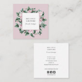 Magnolia en Eucalyptus florale lijst roze Vierkante Visitekaartje (Voorkant / Achterkant)