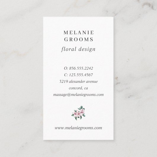 Magnolia en Eucalyptus groen Bloemen Botanisch Visitekaartje (Achterkant)