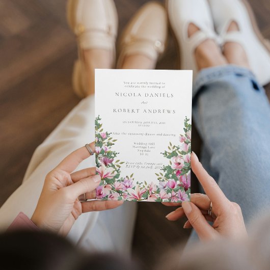 Magnolia en Eucalyptus Huwelijksuitnodiging Kaart