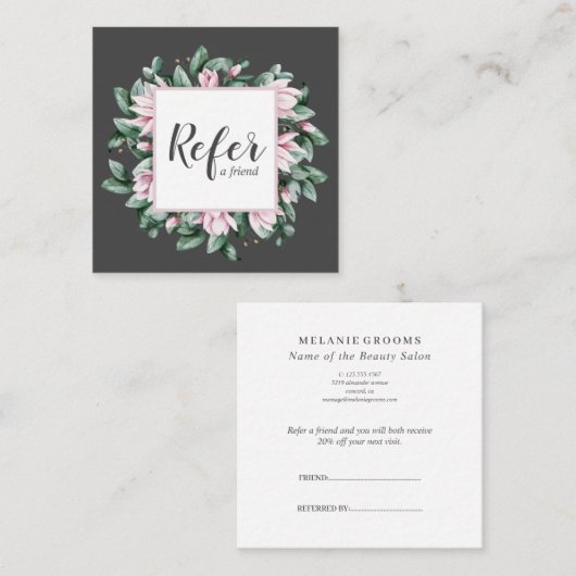 Magnolia en Eucalyptus lijst donkergrijs Aanbevelingskaartje (Voorkant / Achterkant)