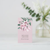Magnolia en Eucalyptus Roze Bloemen Botanisch Visitekaartje (Staand voorkant)