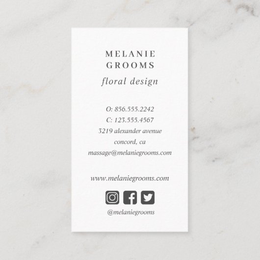 Magnolia en Eucalyptus Roze Bloemen Botanisch Visitekaartje (Achterkant)