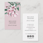 Magnolia en Eucalyptus Roze Bloemen Botanisch Visitekaartje (Voorkant / Achterkant)