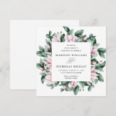 Magnolia en Eucalyptus | Square Wedding Kaart (Voorkant / Achterkant)